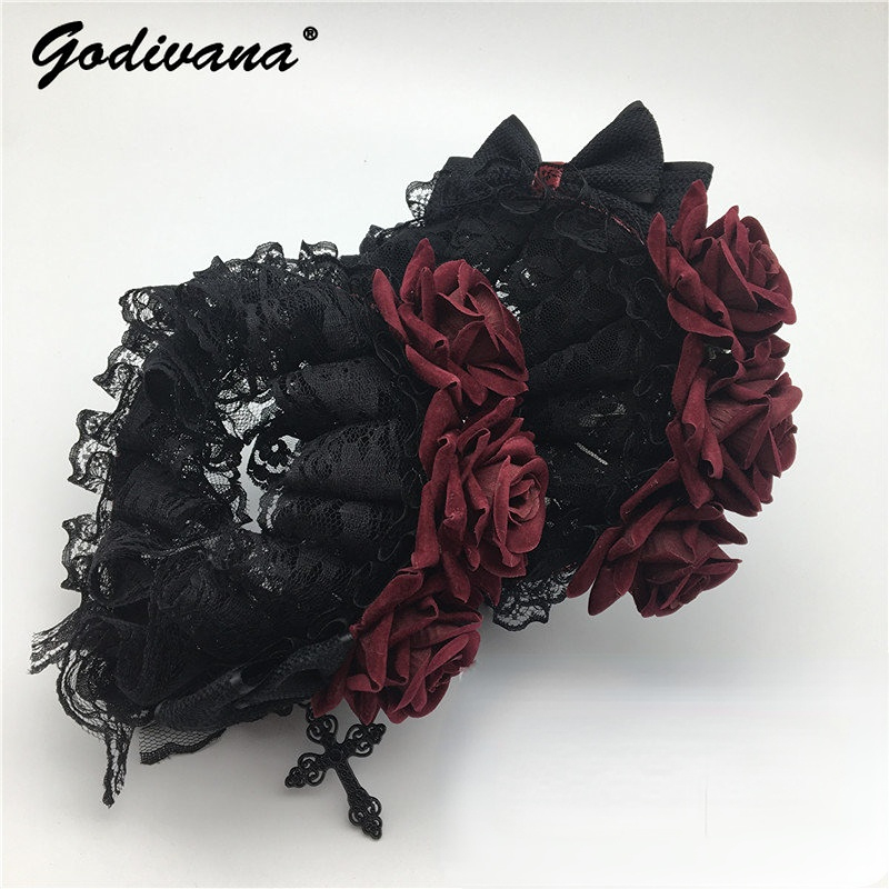Travel Accessories Aesthetic - Original Dark Goth Velvet Rose Cross