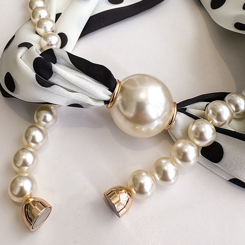 Satin Neck Scarf with Pearls C - đánh giá và giá Travel Accessories Aesthetic